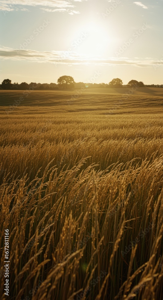 Obraz premium Golden wheat field at sunset