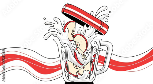 Fresh Apple Blend Creation: A Vibrant And Refreshing Juice Illustration Design