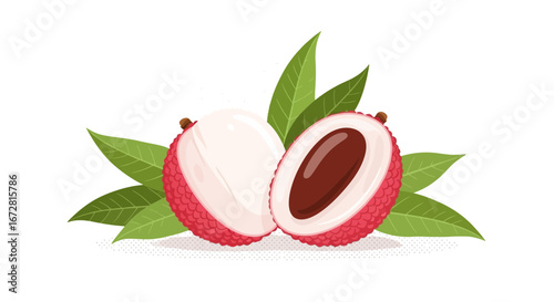 Fresh, Vibrant Lychee Fruit Vector Illustration, Perfect for Food and Health Designs