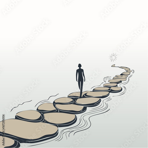serene river of renewal stepping stones and hopeful journey