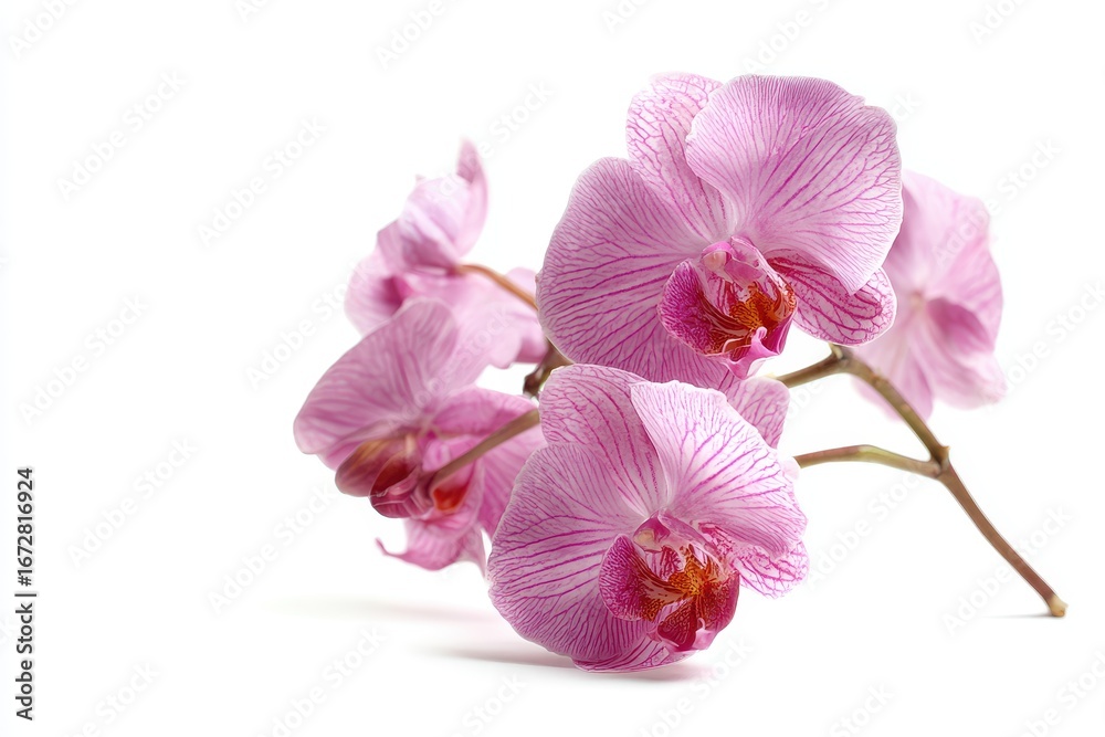 Naklejka premium solitary pink orchid on white background
