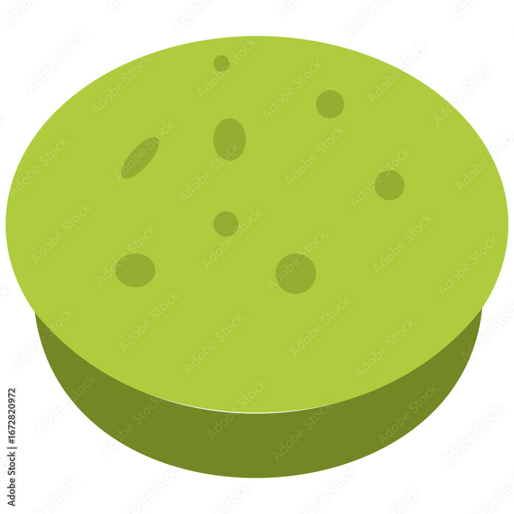 Fototapeta premium Flat round green bread illustration, bakery food design suitable for snack, lunch, dinner, breakfast, and cuisine concept.