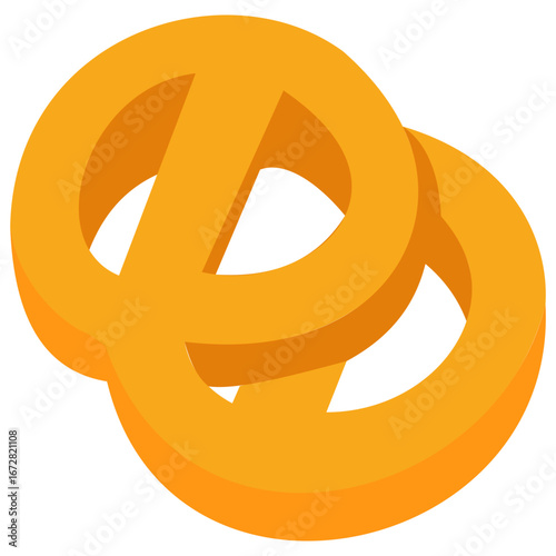Vector illustration of a golden brown pretzel bread snack with a twisted shape and soft baked texture.
