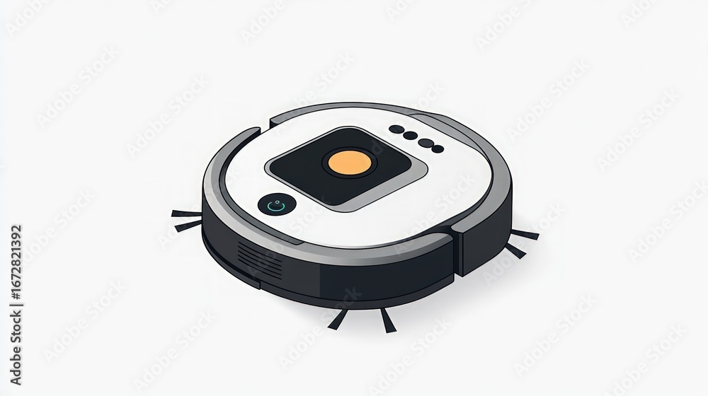 Fototapeta premium White and gray robot vacuum cleaner, isometric view