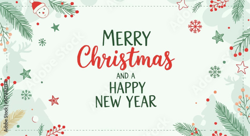 Christmas theme 2025 vector merry christmas and happy new year celebration holiday season greeting card vector background illustration
