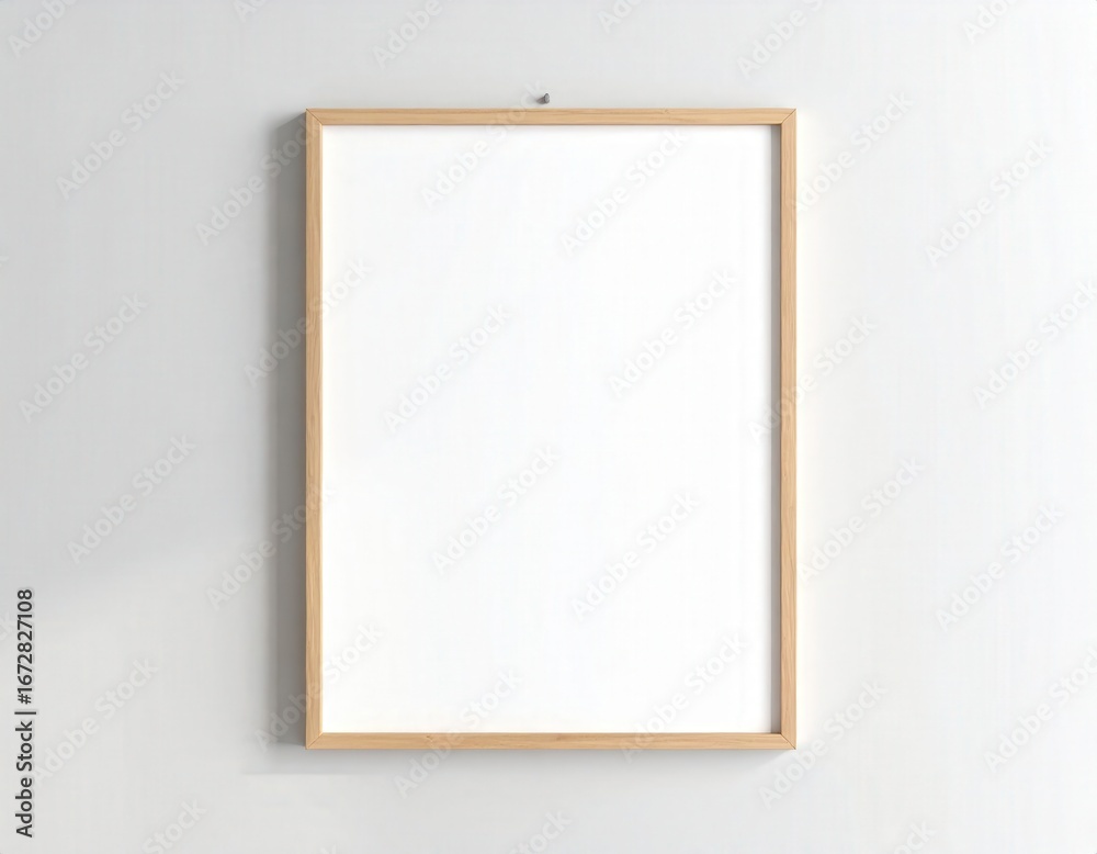 Obraz premium Blank Picture Frame on White Wall Minimalist Home Decor Mockup.
