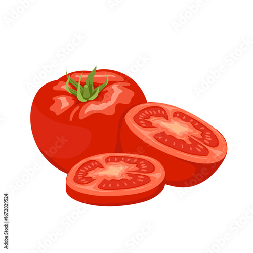 red tomato isolated on white