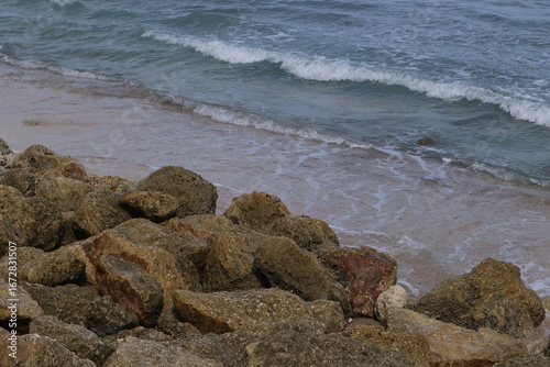 Wallpaper Mural surface texture of large wave breaker rocks Torontodigital.ca