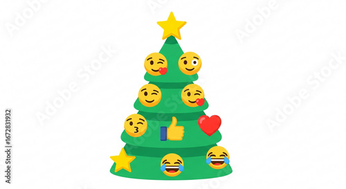Wallpaper Mural Festive Christmas Tree Decorated with Popular Social Media Emojis and Icons Torontodigital.ca
