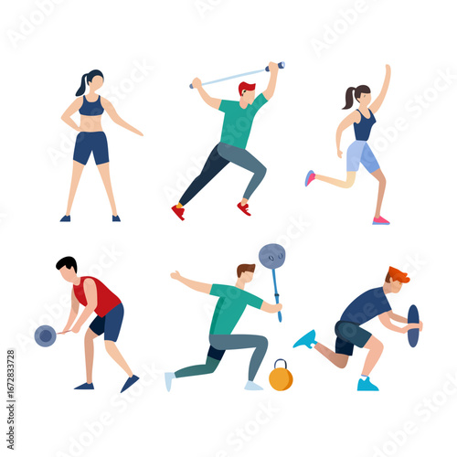 People in Sport Do Different Physical Activity Vector Set
