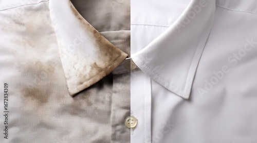 Clean shirt collar before after stain removal