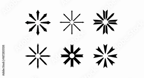 Arrow direction radial outward expansion growth spread focus target aim point way