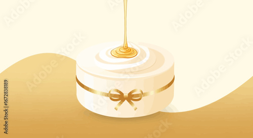 Golden Dessert Pouring: An Elegant Confectionary Design With Subtle Backgrounds