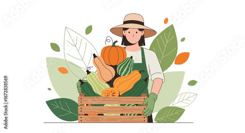 Harvest Celebration: A Gardener Presenting a Bountiful Basket of Freshly Picked Vegetables
