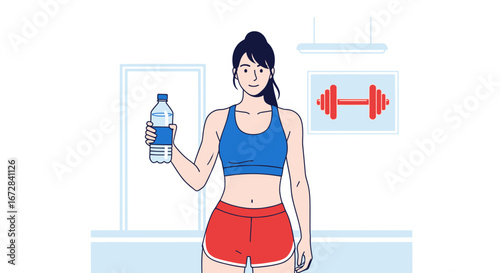 Healthy And Fit Woman Sporting Drinking Water, Ready For Fitness Training Or Exercise