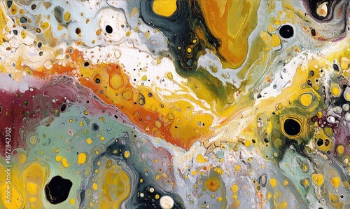 Abstract fluid art.  A vibrant mix of swirling colors