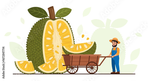 Jackfruit Harvest: A Farmer's Labor, Fresh Fruit Delights and Agricultural Bounty