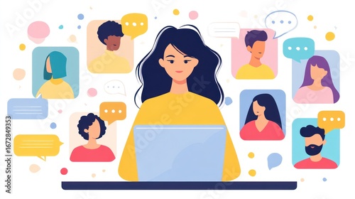 Diverse group communicating online