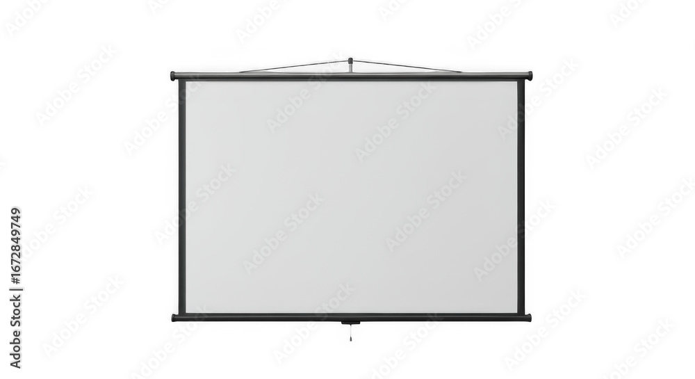 Naklejka premium Blank White Pull-Down Projector Screen Isolated on Transparent PNG Background