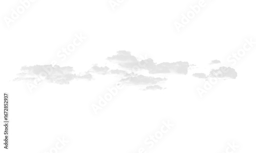 A horizontal band of wispy, light gray clouds against a white background.