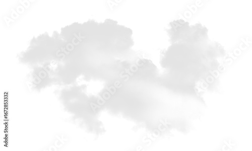 A hazy, amorphous cloud formation against a stark white background.  The cloud's texture is soft and diffuse, lacking sharp edges.