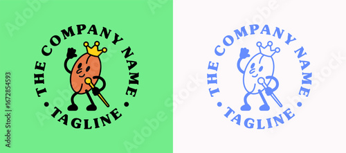 Cartoon character logo design mascot coffee bean king mascot logo design