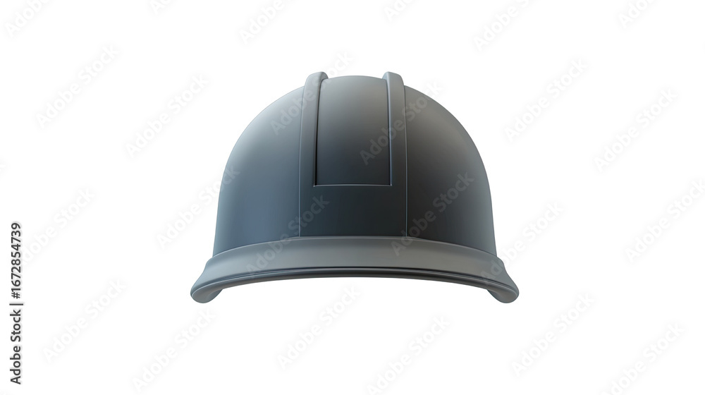 Fototapeta premium Protective dark gray construction safety helmet with strong hard shell industrial design isolated on white background