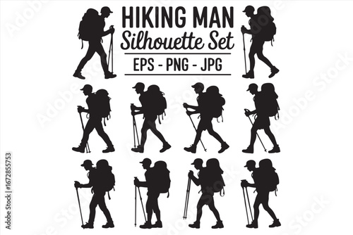 Hiking Silhouettes – Vector Bundle of Hikers, Backpackers, and Trekkers