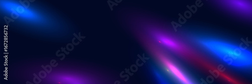 Purple blue light leak effect background. Film bokeh flare overlay. Vintage neon photo filter texture template. Exposed photography wallpaper. Abstract blur ultraviolet gradient backdrop.