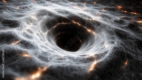 Abstract swirling vortex, radiating light