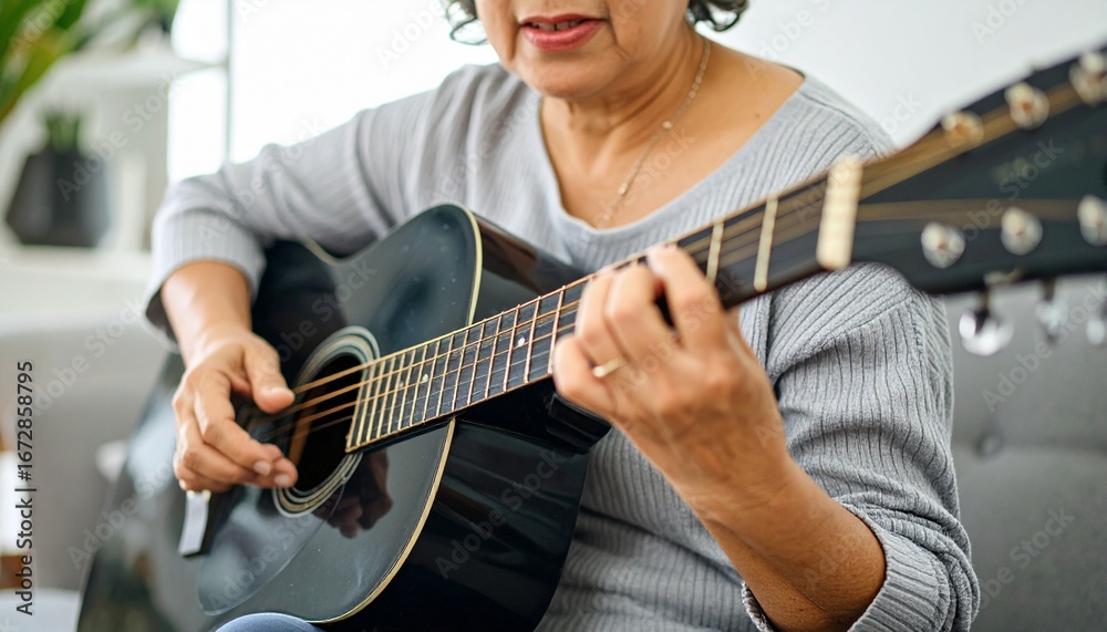 Fototapeta premium A scene where he plays the guitar while immersed in his emotions