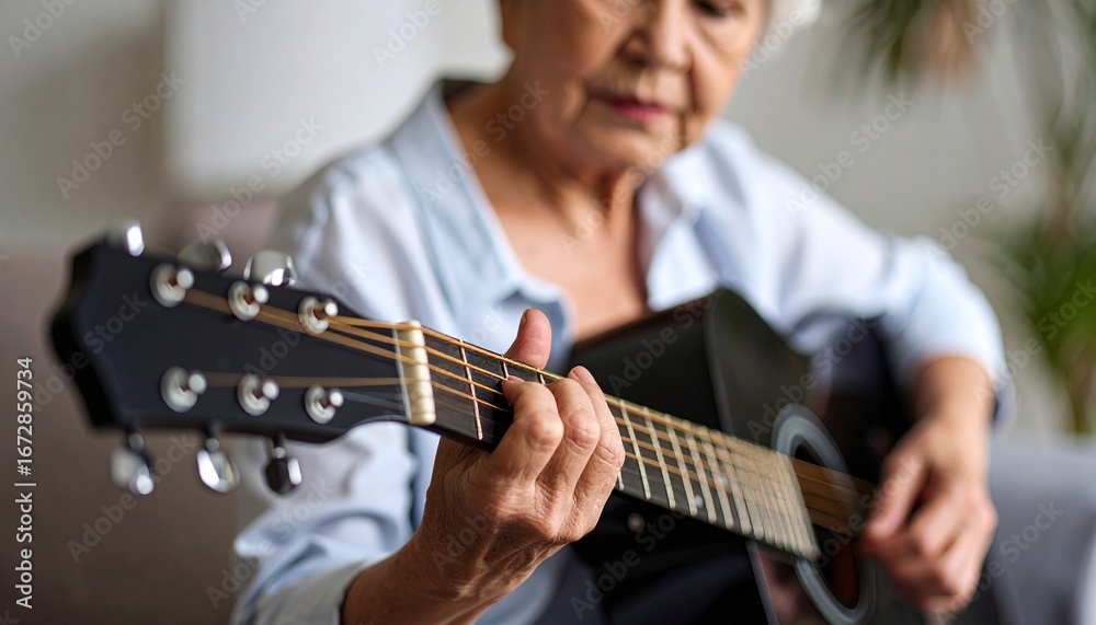 Fototapeta premium A scene where he plays the guitar while immersed in his emotions