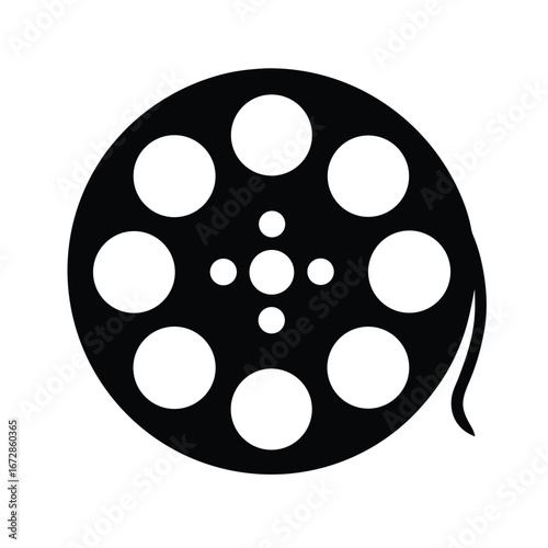 Film Reel Icon: Black and White Minimalist Movie Symbol Design