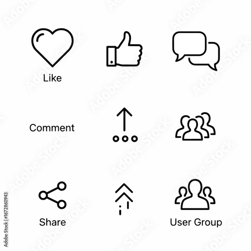 Engaging social media icons set for modern platform interfaces and user engagement projects online now