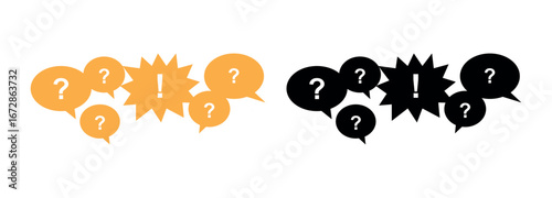 Question and Answer Visual Metaphor An Illustration with Speech Bubbles Displaying Question Marks and Exclamation Points in a Conceptual Composition