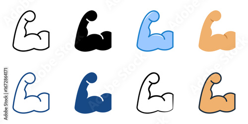 Muscle icon set multiple style collection 
