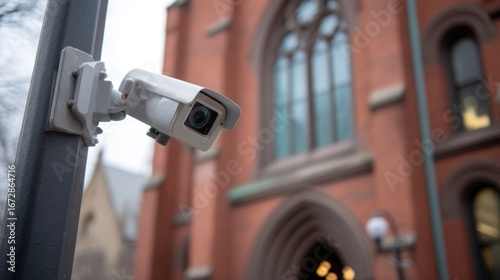 Wallpaper Mural Security camera mounted on pole outdoors Torontodigital.ca