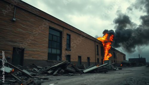 fire in the city, Building on Fire