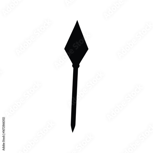 Simple Black Silhouette of a Diamond-Shaped Spearhead on a Pole
