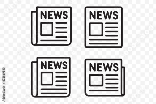 Newspaper icon set for news media press and daily publication information and journalism , vector illustration .
