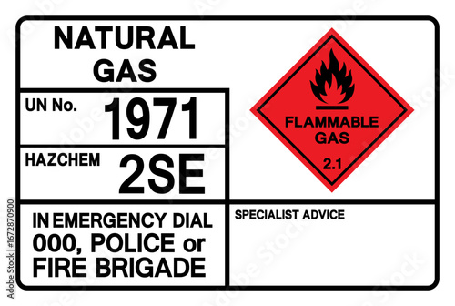 Natural Gas UN 1971 Symbol Sign, Vector Illustration, Isolate On White Background, Label.EPS10