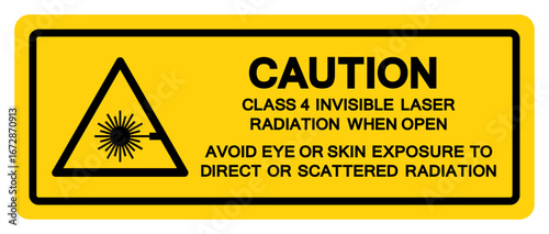 Caution Class 4 Invisible Laser Radiation Symbol Sign,Vector Illustration, Isolate On White Background Label.EPS10