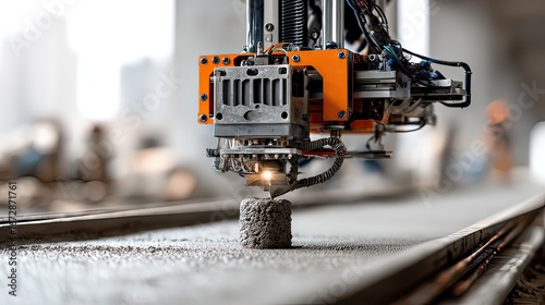 Advanced concrete 3D printer creating intricate structures for modern construction innovations and sustainable building practices
