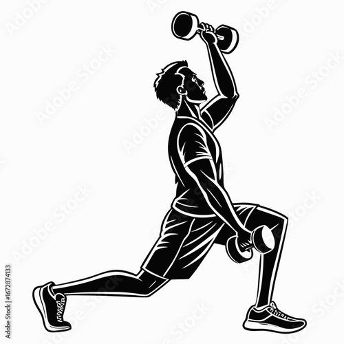 vector illustration of a man lifting dumbbells