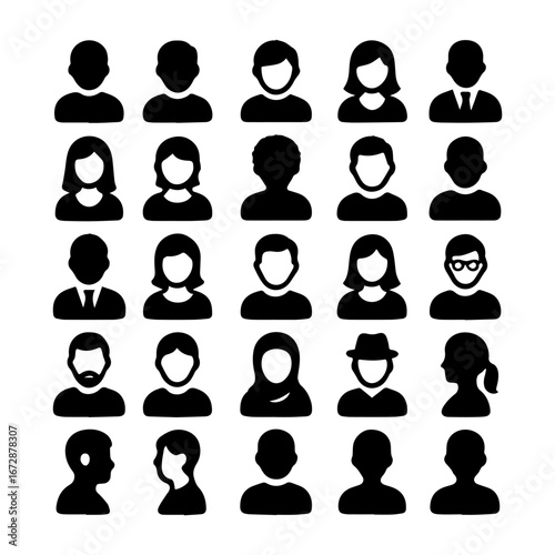 User icon vector set. Profile and people silhouette collection. Set of 25 profile icon avater set
