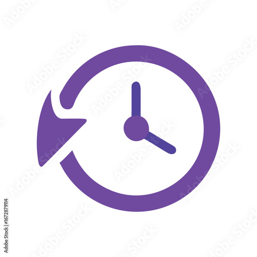 Purple Refresh Clock Icon Circular Arrow with Time