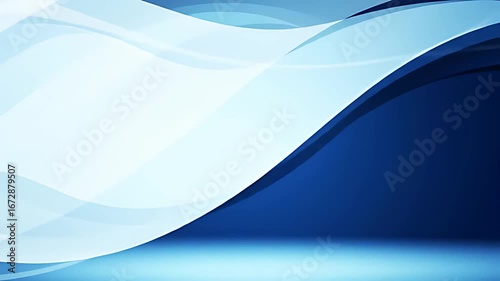 Abstract background with elegant, flowing translucent blue and white waves creating a dynamic, modern design.