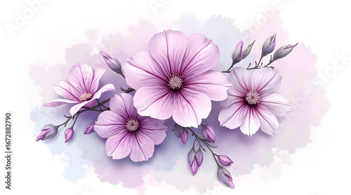 Blooming Flowers Arrangement with Purple and White Petals