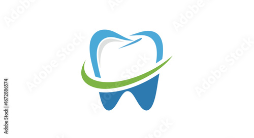 Modern Tooth Icon, Digital Art, Clean Environment, Vector Illustration, Professional Branding Concept