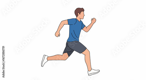 Dynamic man sprinting forward with energetic motion, capturing fitness and healthy lifestyle goals.
